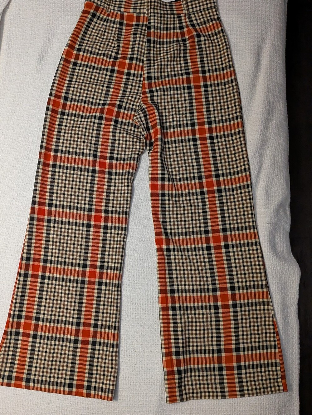 Free People Plaid Wide-Leg Trousers in Red & Cream - Picture 6 of 13